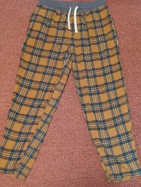 Kolby Orange & Gray Plaid Joggers/PJ Bottoms Men's Size Large